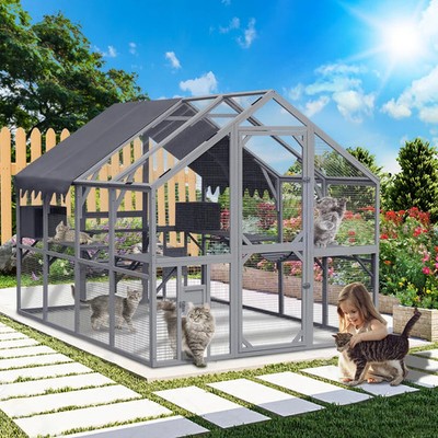 Large Outdoor Cat Catio House Plant Platform-110''Kitten Playpen, Playful Perch