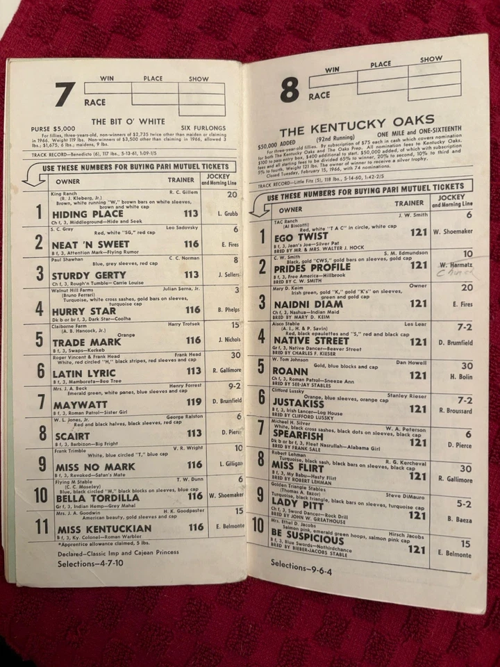 1966 KENTUCKY OAKS PROGRAM—Champion LADY PITT—VERY HARD TO FIND PROGRAM - Image 2 of 4