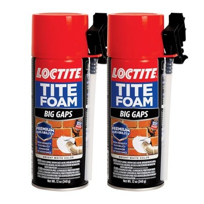 Loctite Tite Foam Big Gaps, Bright White, 12 oz Can Pack of 2 - High Density...