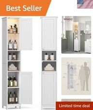 Slim Freestanding Cabinet with Adjustable Shelves, for Small Spaces, Bathroom...