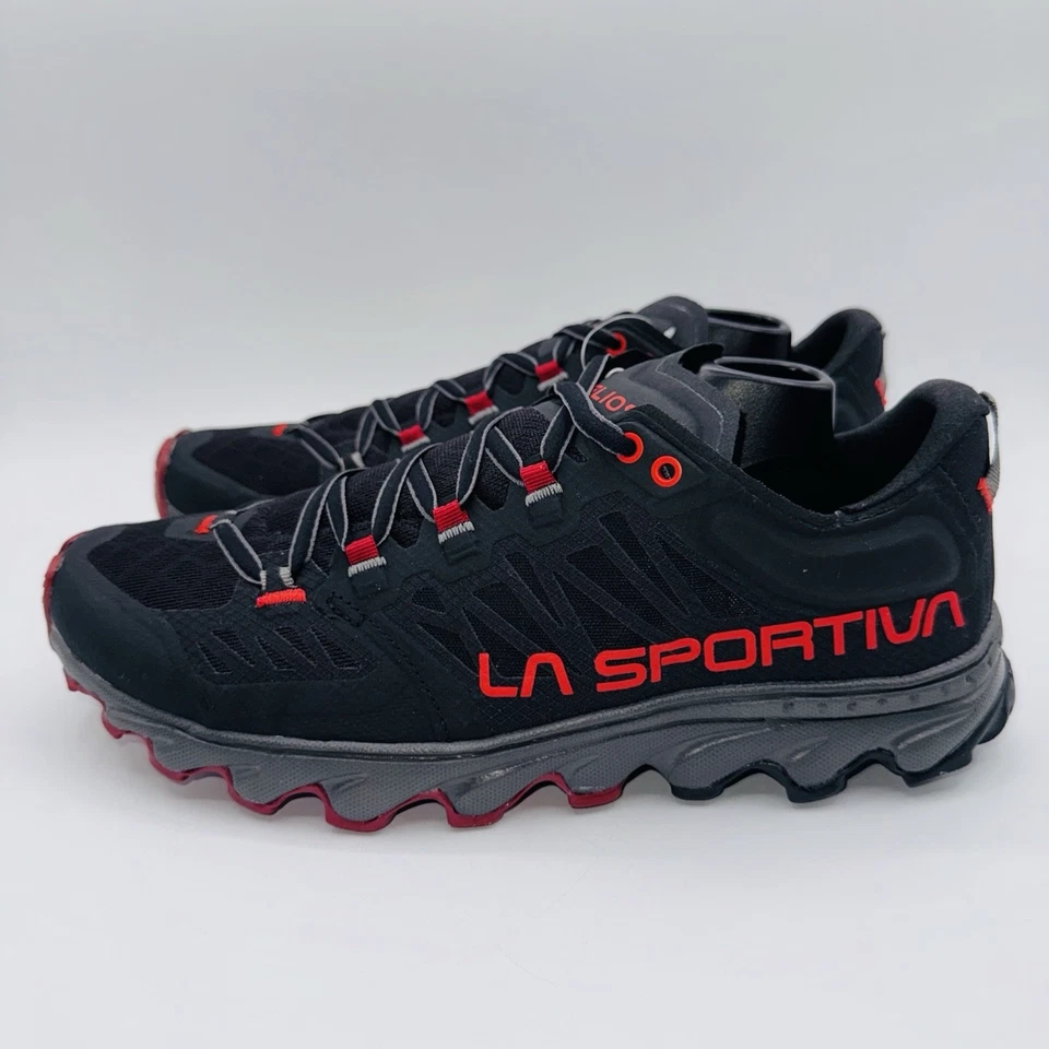 Zapatillas de Trail Running La Sportiva Helios III Para Hombre Talla 9 Negras Rojas Ergonómicas Foto 2 de 4