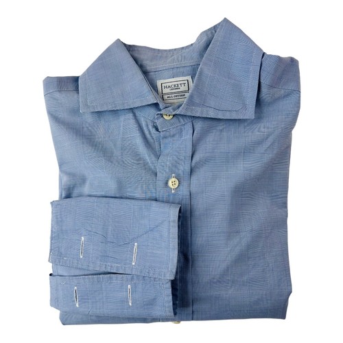 Hackett, Hackett London Blue & White Check Long Sleeve Button Up Mens Size 15/38