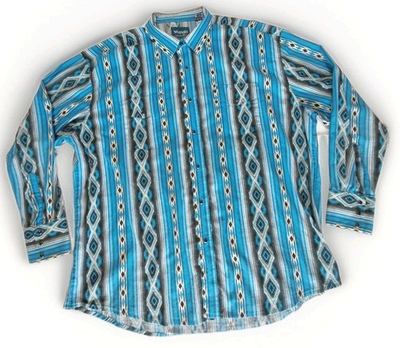 #ad Wrangler Checotah Western Pearl Snap Aztec Long Sleeve XXL $28.95