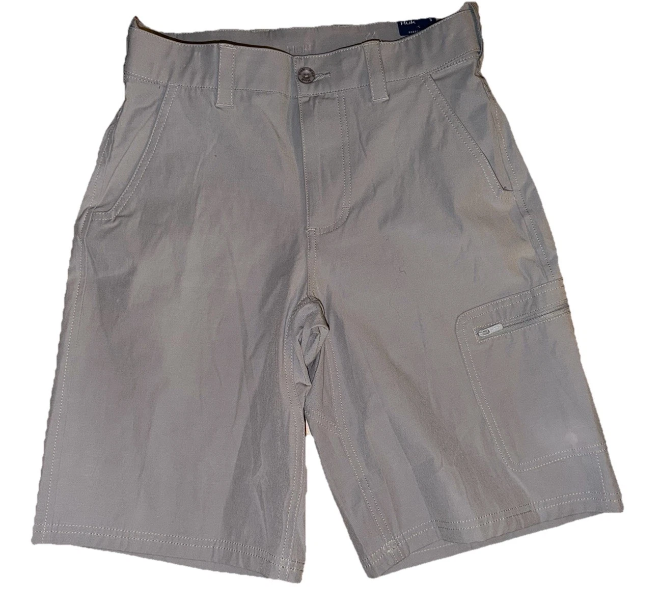Huk NXTLVL 10.5 Short Men Size S Overcast Grey Fishing Technical Cargo H2000171