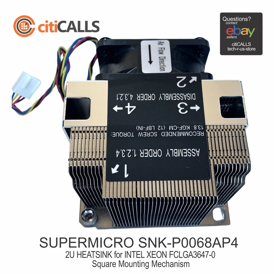 Supermicro SNK-P0068AP4 2U Active CPU Heat Sink Socket LGA3647-0 - 8400 rpm - Image 2 of 4