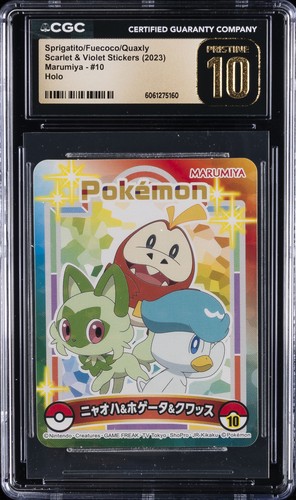2023 POKEMON SCARLET & VIOLET STICKERS SPRIGATITO/FUECOCO/QUAXLY CGC 10 PERFECT