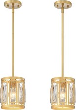 2 Pack Gold Pendant Lights Kitchen Island, Crystal Pendant Light, Adjustable ...