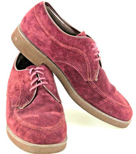 Hush Puppies 8 M Burgundy Suede Oxfords Vtg 90s Geek Chic Haute Hipster Comfort