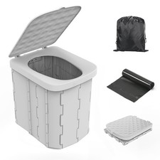 XL Portable Folding Camping Toilet For Adults Travel Porta Potty Lid Grey