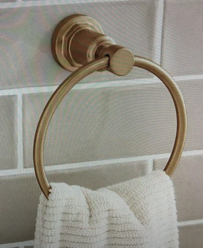 Signature HardWare GreyField Towel Ring-Brushed Gold Wall Mounted-SHGFTRBG - Picture 1 of 5