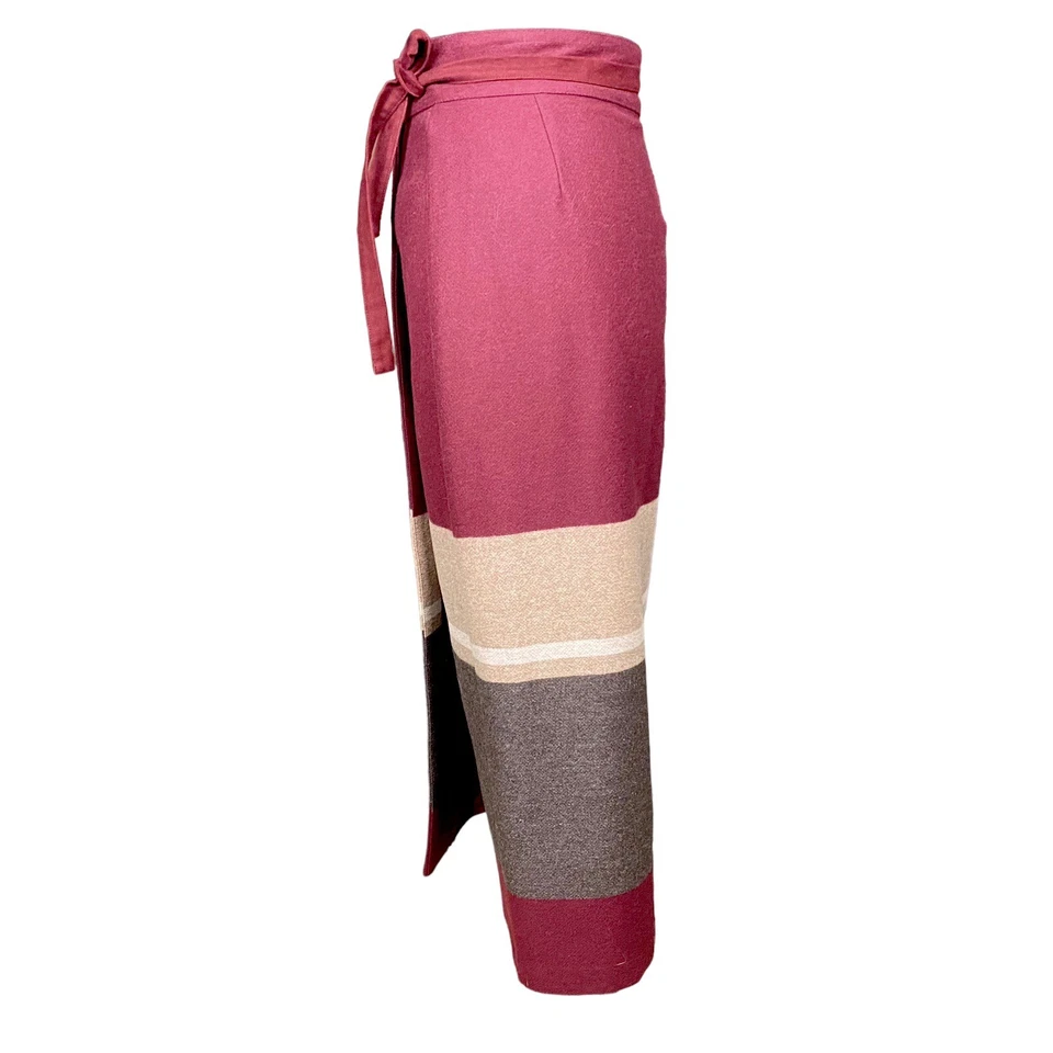 Falda larga envolvente de lana BLUE FAMILY United Colors of Benetton otoño invierno Borgoña Foto 3 de 4