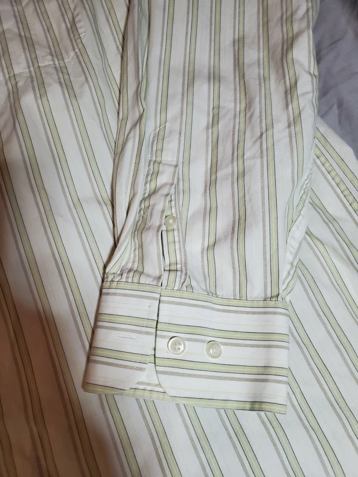 Henry Jacobson - Para hombres XL 17.5 36/37 Camisa de vestir manga larga con botones a rayas Foto 4 de 4