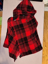 Takara Girls Red/Black Plaid Capelet hoodie Sleeveless Cover Size M