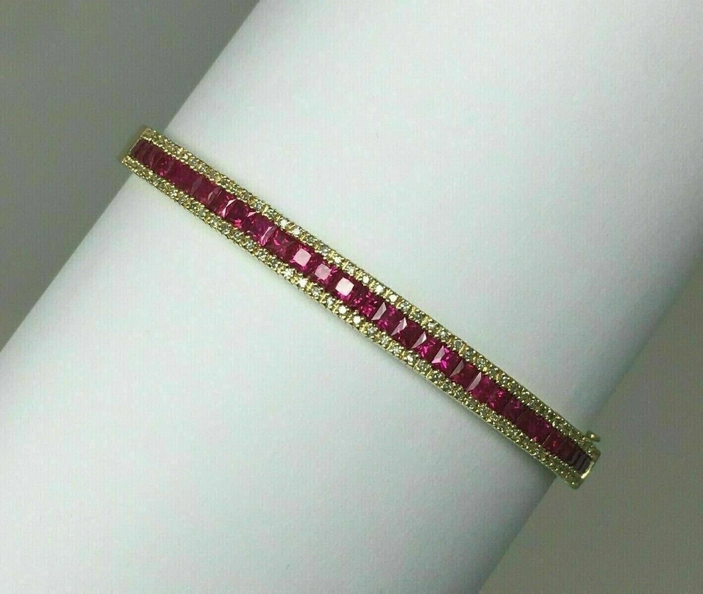 VALENTINO Bracciale Tennis Principessa Rubino e Simulato 6 00 Ct Placcato Oro Giallo 14K Argento