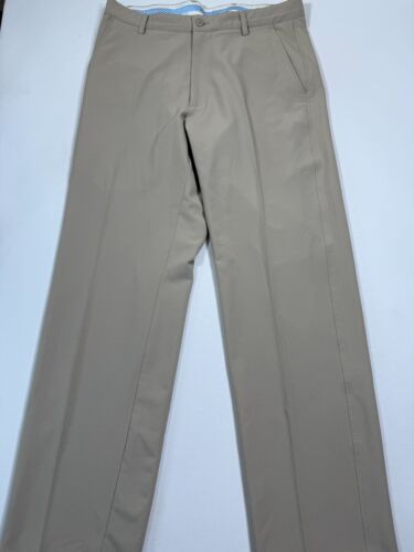 Footjoy Pants Mens Size 32x32 Khaki Chino Pleated Performance Stretch Golf Logo