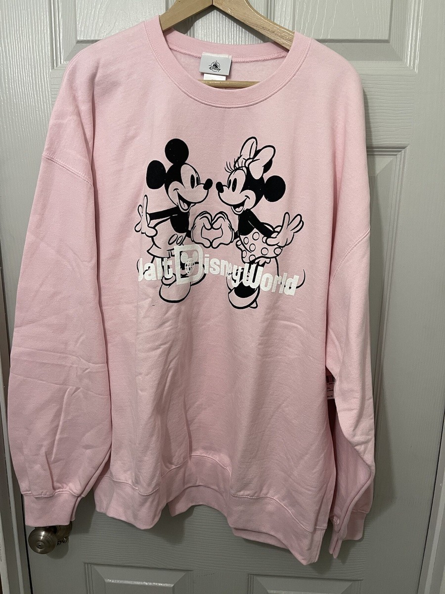 Walt Disney World Pink Mickey Minnie Heart Hands Sweatshirt