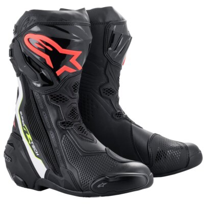Alpinestars Supertech R Boots black white red yellow fluo Gr. 44 Motorradstiefel