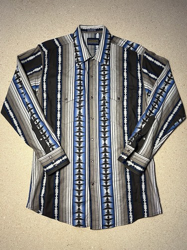 VTG Panhandle Slim Western Shirt Large Pearl Snap Aztec Southwest Rodeo Cowboy - Picture 4 of 8