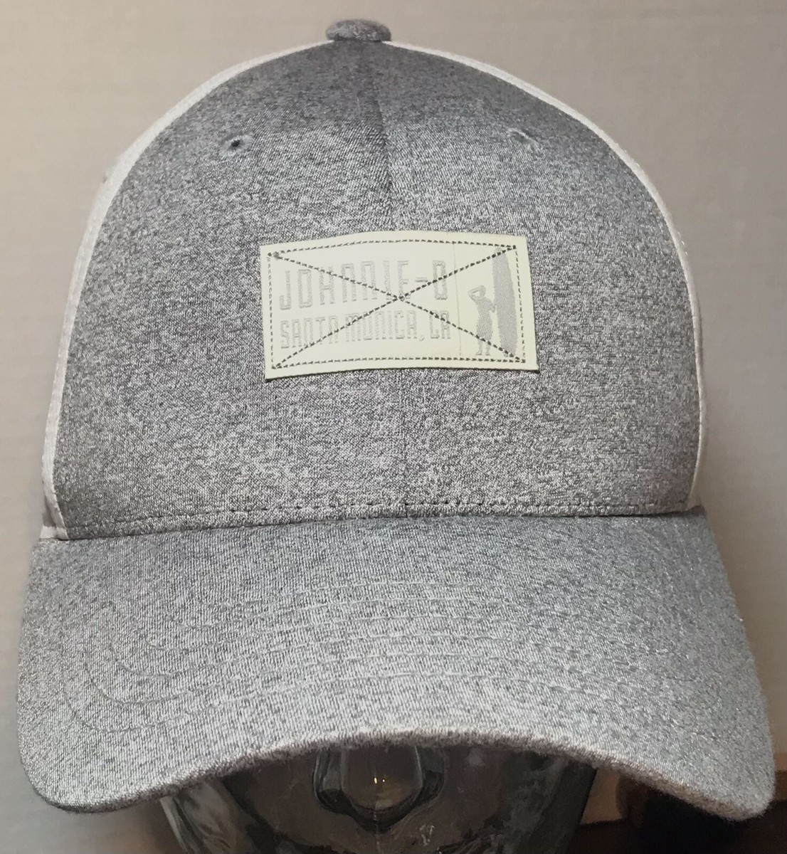 Johnnie O Baseball Hat Cap Gray White Mesh Adjustable Surf Board