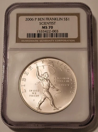 2006 P Ben Franklin Scientist Commemorative Silver Dollar MS70 NGC