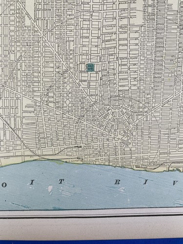 1898 Colored DETROIT Map w/ GRAND RAPIDS on Reverse 14.5" x 11.5", Clean Map - 第 9/23 張圖片