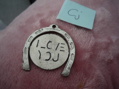 VINTAGE SILBER GLÜCK HUFEISEN SPINNER I LOVE YOU Charm Cj