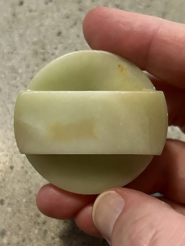 Antique Chinese Heitan jade Jadeite Hand Carved Stone Belt Buckle 2.2oz - Picture 13 of 13