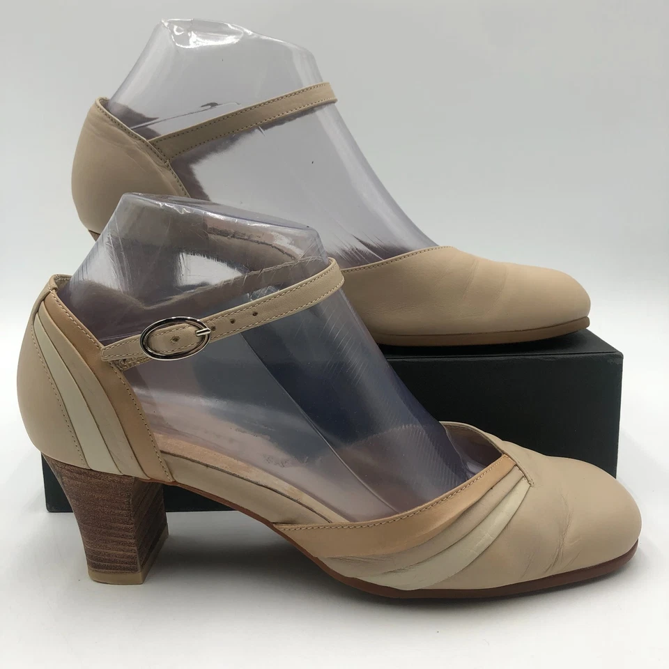 Zapatos de salón Beautifeel para mujer talla 7 correa al tobillo de cuero beige Foto 2 de 4