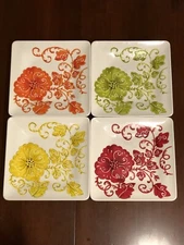 Laurie Gates Floral Embossed Melamine Plates 8.75"  Set of Four