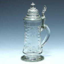 Formgeblasener Bierkrug mit Gerstenmotiv - 0,5 L. um 1900