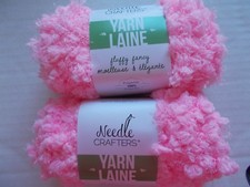 Needle Crafters Fluffy Fancy yarn, Baby Pink, lot of 2 65 yds ea 