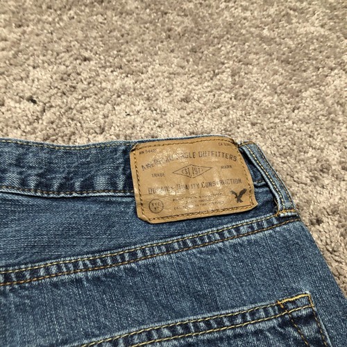 American Eagle Classic Bootcut Jeans Men’s Size 34x32 Faded Blue Y2K Whiskered - Picture 10 of 13