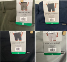 Greg Norman Men's 4 Way Stretch Shorts Navy Blue Black Grey 36 40 In 8.5-9"