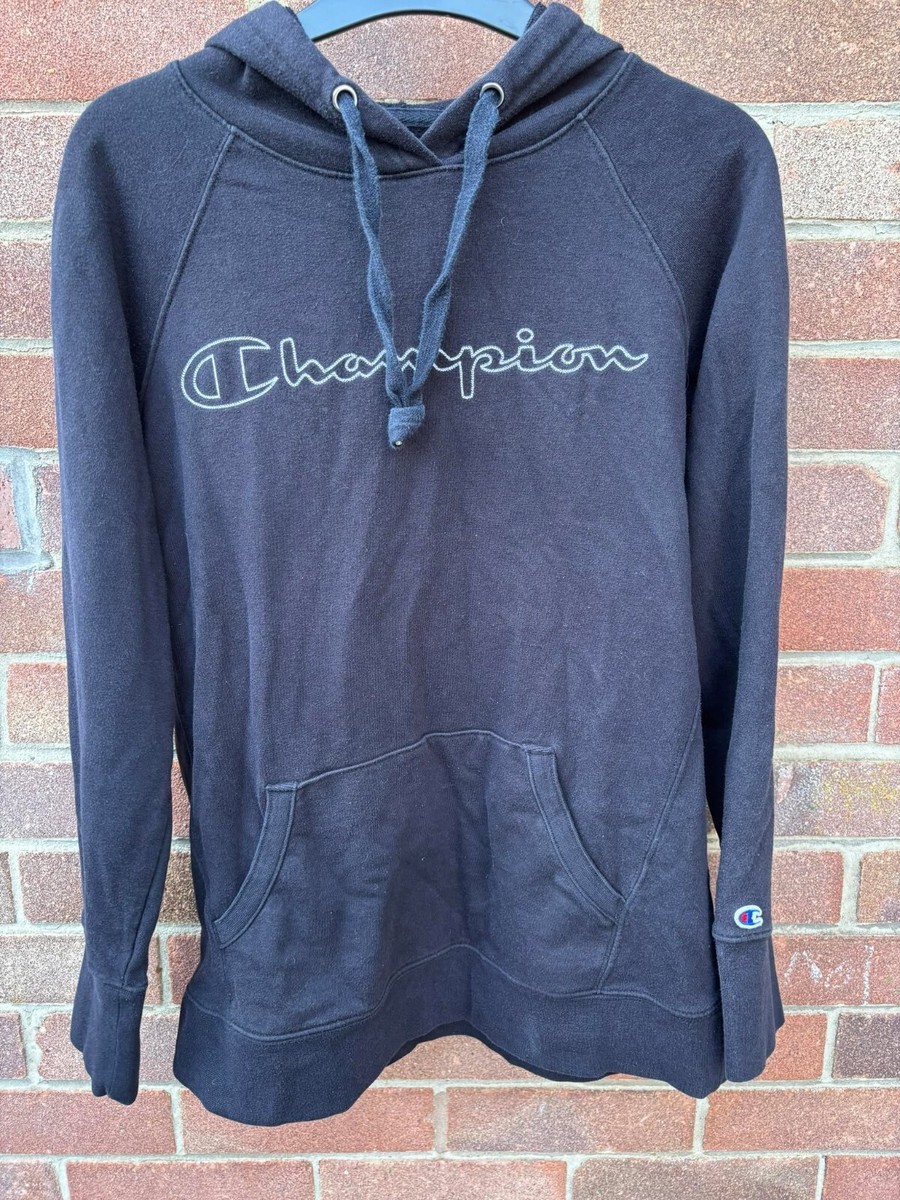 Champion Women's Graphic spellout hoodie jumper UK 10 Small Navy