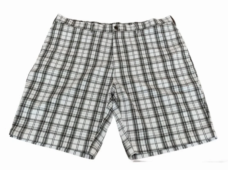 Haggar H26 Mens Size 42 Golf Shorts White Plaid Polyester Flat