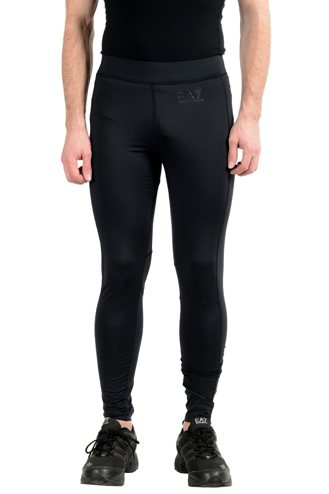Emporio Armani EA7 Tech Мужские черные эластичные велосипедные леггинсы-брюки 11390₽