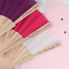 Wooden Personalised Hand Fan Custom Text Wedding Guest Favour Summer Hen Party