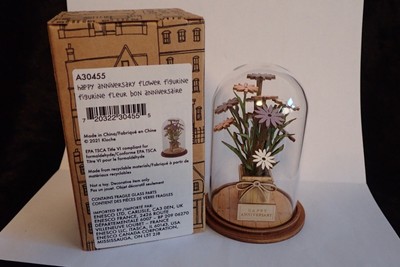 Enesco Happy Anniversary A30455 Glaskuppel und Holzblumen