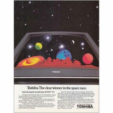 1987 Toshiba: Clear Winner In the Space Race Vintage Print Ad