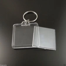 Transparent Blank Plastic Insert Photo Picture Frame Keyring Key Chain 8pcs