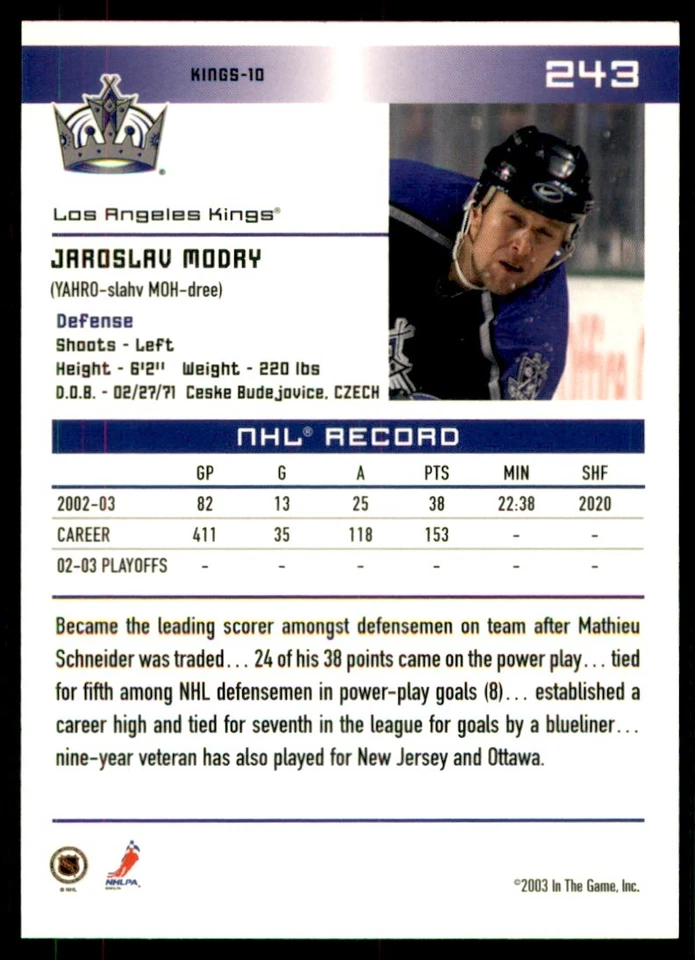 2003-04 In The Game Action Jaroslav Modry #243 - Image 2 of 2