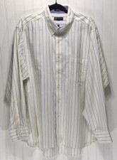 CHAPS Mens Size 17-17.5 34/35 Classic Fit Oxford Button Down Striped Shirt