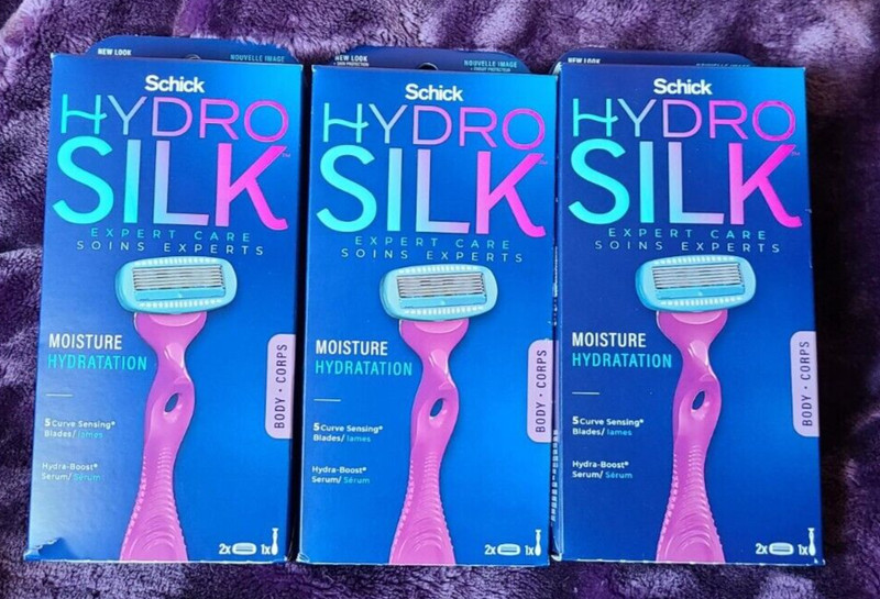 3 new packages womens Schick Hydro Silk Expert Care Moisture Hydration Razors, F