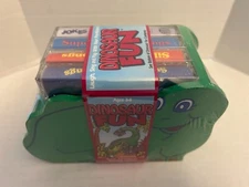 Great American Audio RARE Vintage Dinosaur Fun Cassette Set in Wooden Rack