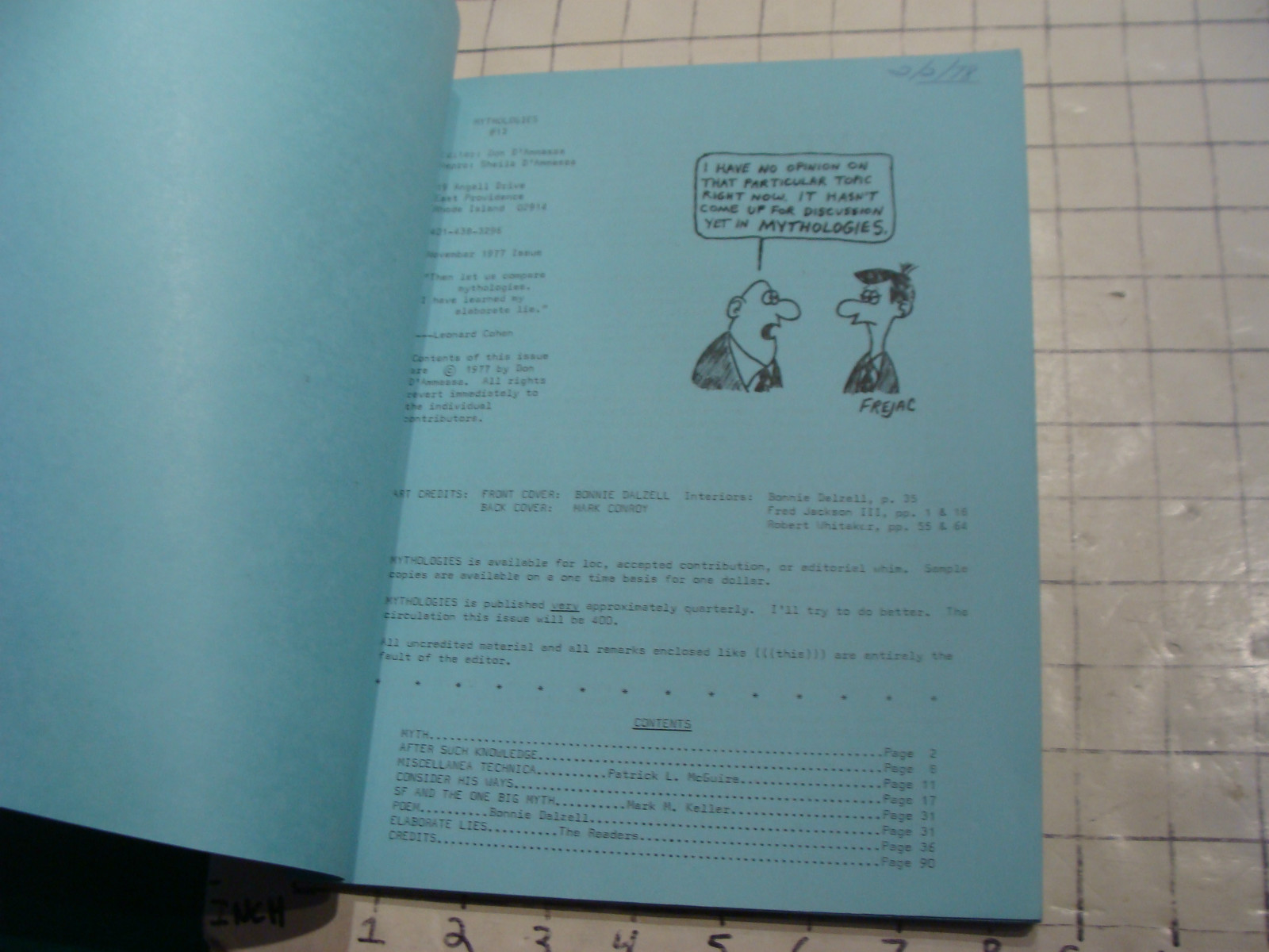 science fiction Zine MYTHOLOGIES 13, NOV 1977, Don D'Ammassa eBay