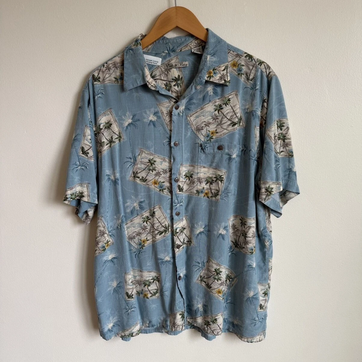 Vintage Batik Bay Hawaiian Shirt XL Palm Tree Beach Print