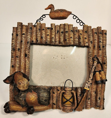 Moose And Duck Rustic Hunting Cabin Style Picture Frame Holds 4'' x 5.5'' photo