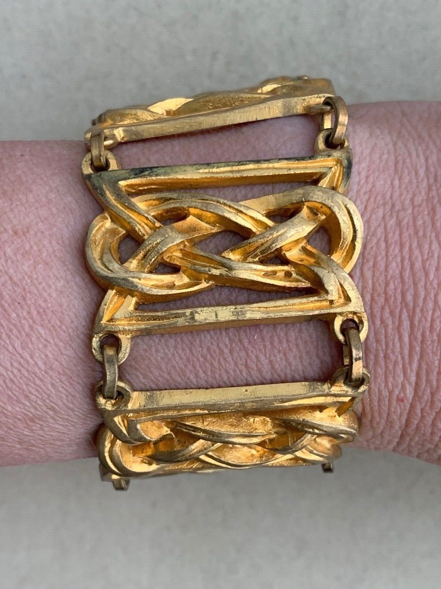 アクセサリー Vintage bracelet made in FRANCE Vintage French Designer BRACELET - Gilt Metal - links - 16.5