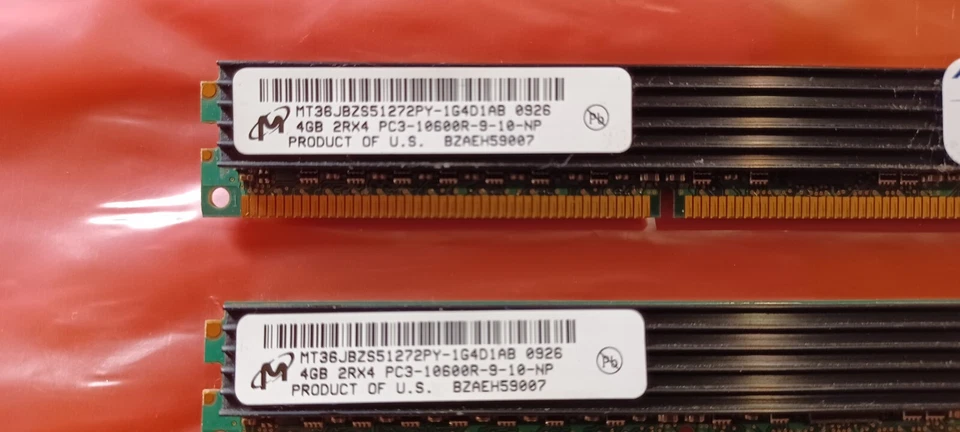 LOT 2x AXIOM MICRON 4GB 2Rx4 DDR3 PC3-10600R 1333 ECC REG MEMORY RAM TOT 8GB - Image 2 of 2
