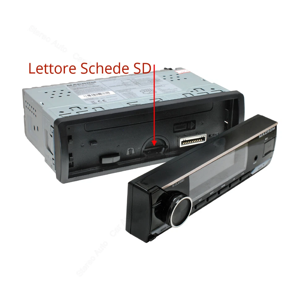 Autoradio 1din Stereo Auto Antenna DAB Bluetooth Porta USB Lettore SD Uscite RCA - Immagine 3 di 4